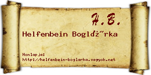 Helfenbein Boglárka névjegykártya
